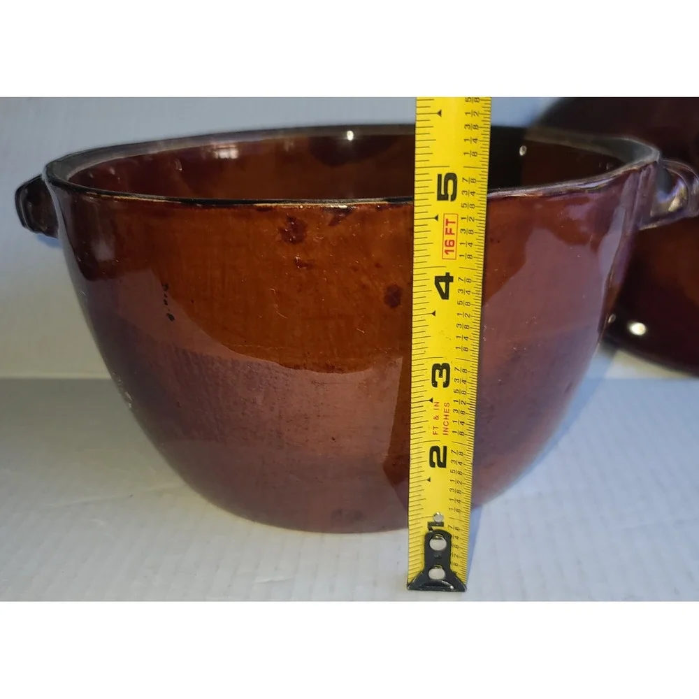 Vintage Old Hickory 3 Pc. Duchess‎ Brown Stoneware Pot, Lid and Strainer Insert